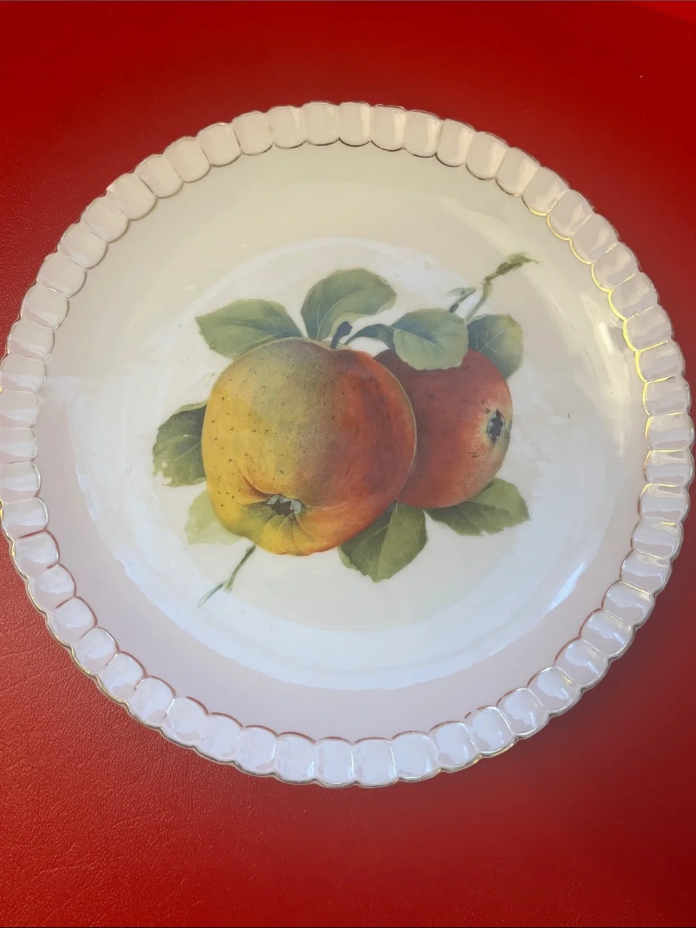 Vintage Beyer & Bock Prussia Hand Painted Fruit Apple motif plate Plate 7”3/4 D